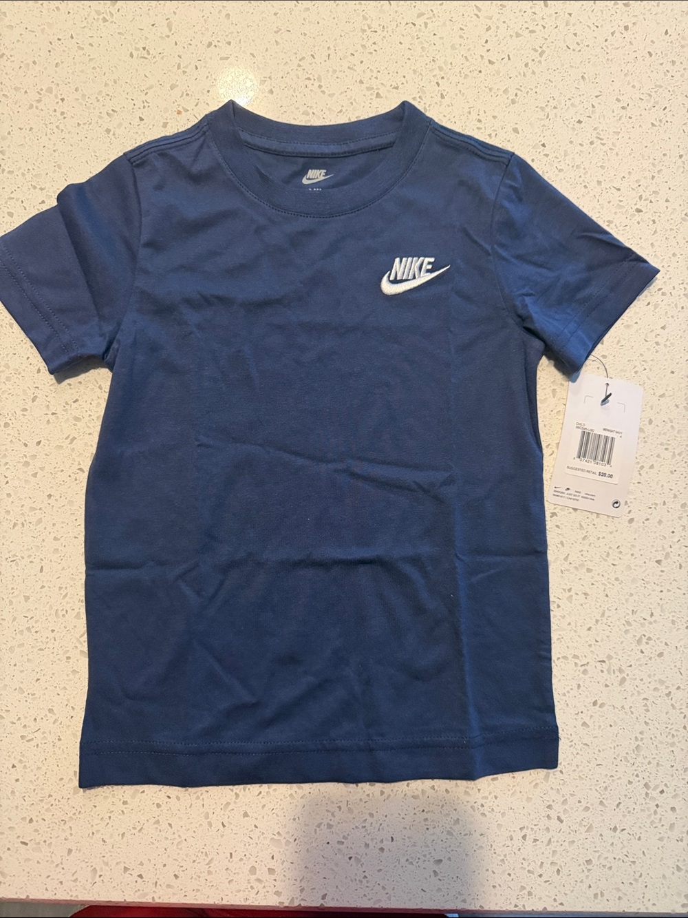 Nike Navy Blue Short Sleeve Tee with White Swoosh